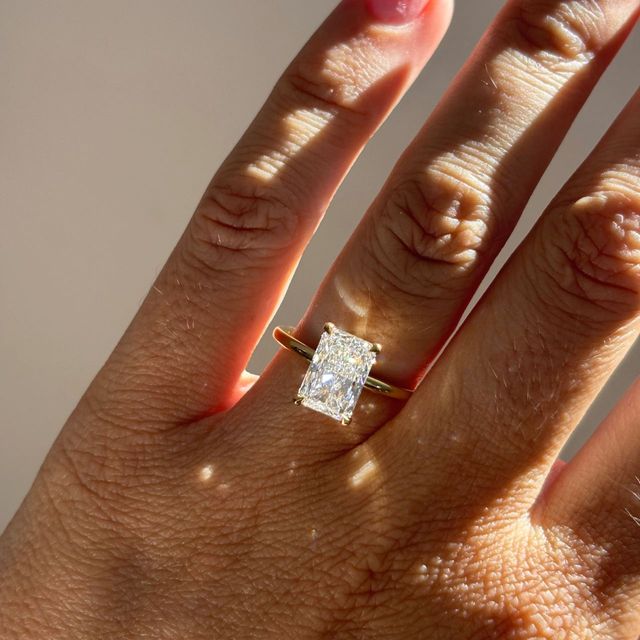 2.80 Carat Lab Grown Radiant Diamond Solitaire Engagement Ring in Yellow Gold - Chelsea