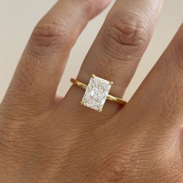 2.80 Carat Lab Grown Radiant Diamond Solitaire Engagement Ring in Yellow Gold - Chelsea
