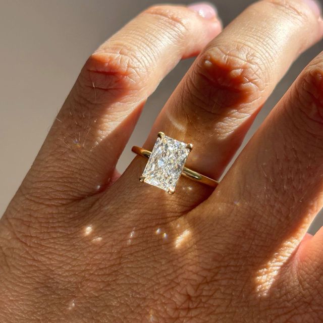 2.80 Carat Lab Grown Radiant Diamond Solitaire Engagement Ring in Yellow Gold - Chelsea