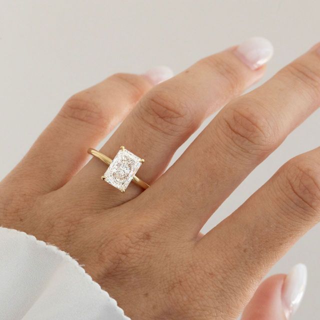 2.80 Carat Lab Grown Radiant Diamond Solitaire Engagement Ring in Yellow Gold - Chelsea