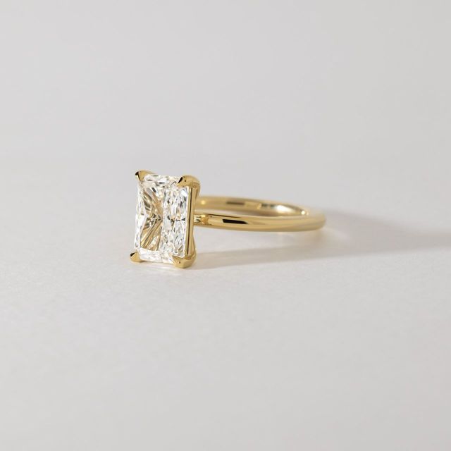 2.80 Carat Lab Grown Radiant Diamond Solitaire Engagement Ring in Yellow Gold - Chelsea