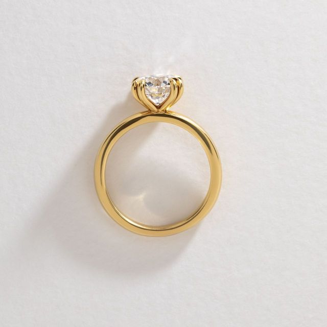 2 Carat Lab Grown Round Diamond Double Claw Solitaire Engagement Ring in Yellow Gold - Lydia