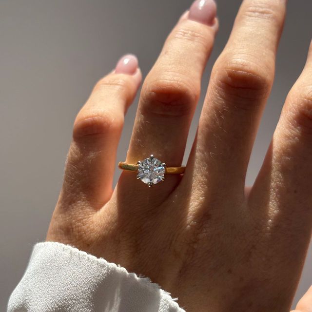 1.50 Carat Lab Grown Round Diamond Hidden Halo Engagement Ring in Two Tone - Diedra