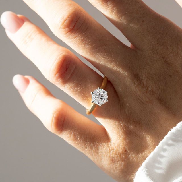 1.50 Carat Lab Grown Round Diamond Hidden Halo Engagement Ring in Two Tone - Diedra