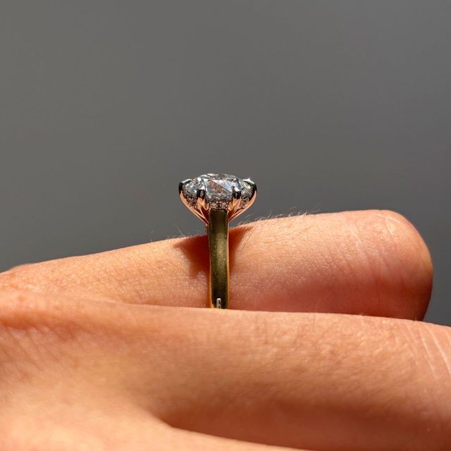 1.50 Carat Lab Grown Round Diamond Hidden Halo Engagement Ring in Two Tone - Diedra