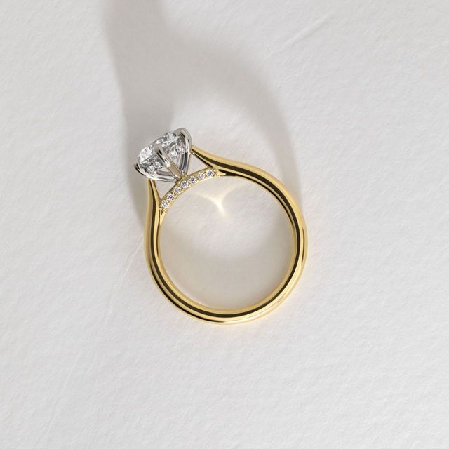 1.50 Carat Lab Grown Round Diamond Hidden Halo Engagement Ring in Two Tone - Diedra