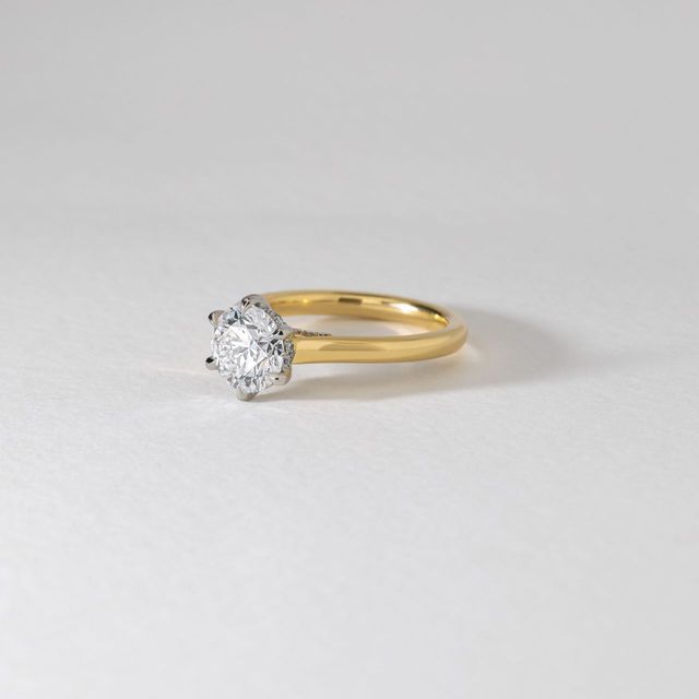 1.50 Carat Lab Grown Round Diamond Hidden Halo Engagement Ring in Two Tone - Diedra