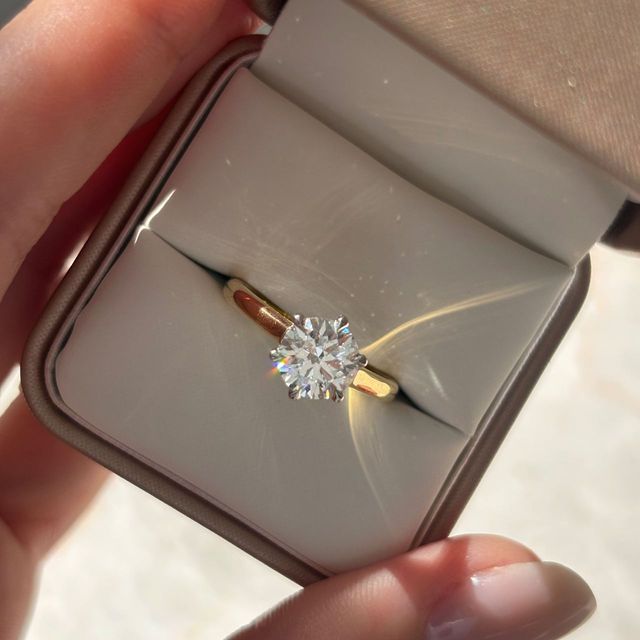 1.50 Carat Lab Grown Round Diamond Hidden Halo Engagement Ring in Two Tone - Diedra