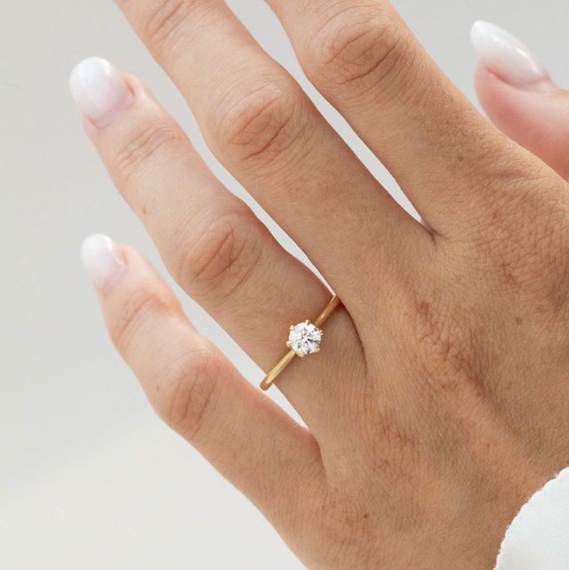 0.50 Carat Natural Round Diamond Solitaire Engagement Ring in Yellow Gold - Elswin