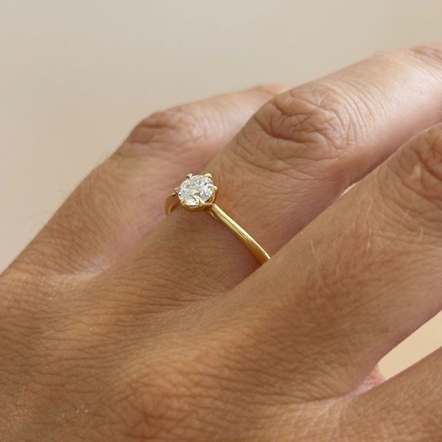0.50 Carat Natural Round Diamond Solitaire Engagement Ring in Yellow Gold - Elswin