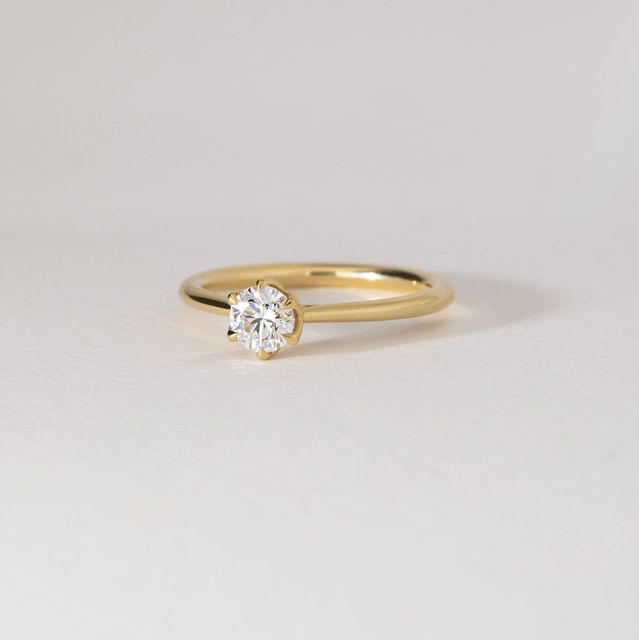0.50 Carat Natural Round Diamond Solitaire Engagement Ring in Yellow Gold - Elswin