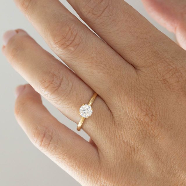 0.70 Carat Lab Grown Round Diamond Solitaire Engagement Ring in Yellow Gold - Ibib