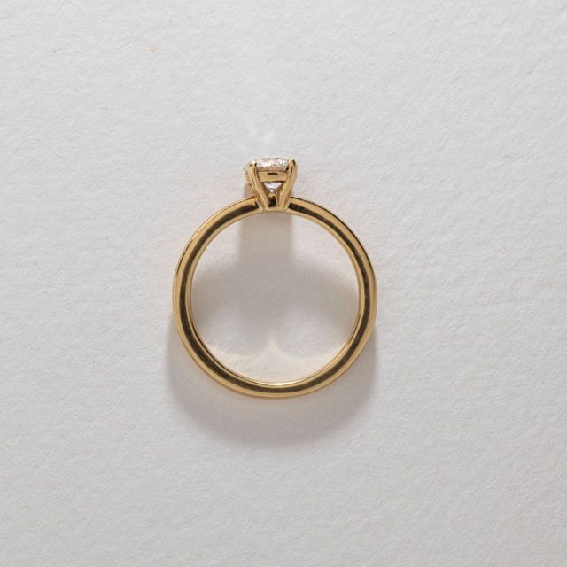 0.70 Carat Lab Grown Round Diamond Solitaire Engagement Ring in Yellow Gold - Ibib