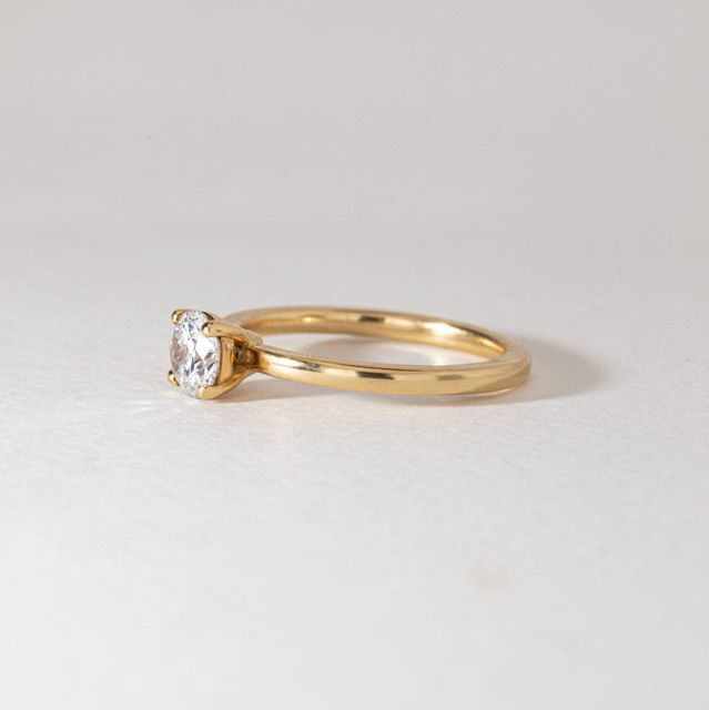 0.70 Carat Lab Grown Round Diamond Solitaire Engagement Ring in Yellow Gold - Ibib