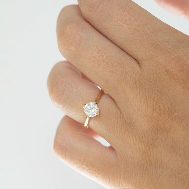 1 Carat Lab Grown Round Diamond Solitaire Engagement Ring in Yellow Gold - Roxana