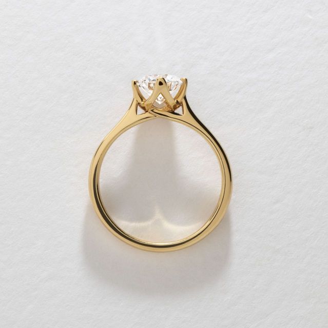 1 Carat Lab Grown Round Diamond Solitaire Engagement Ring in Yellow Gold - Roxana