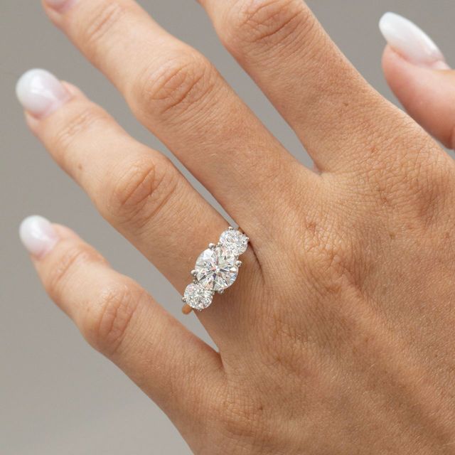 2 Carat Lab Grown Round Diamond Trilogy Engagement Ring in Two Tone - Belle