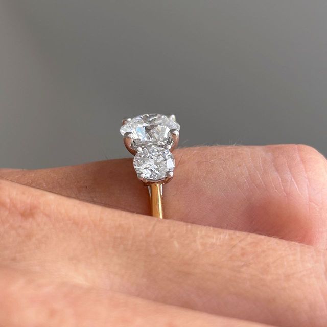 2 Carat Lab Grown Round Diamond Trilogy Engagement Ring in Two Tone - Belle