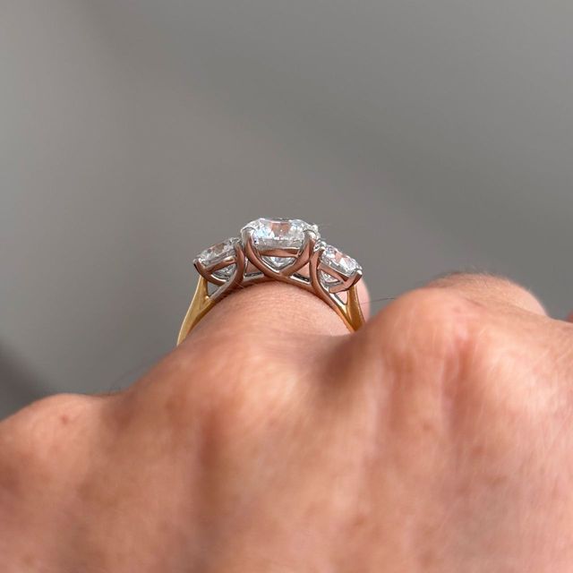 2 Carat Lab Grown Round Diamond Trilogy Engagement Ring in Two Tone - Belle