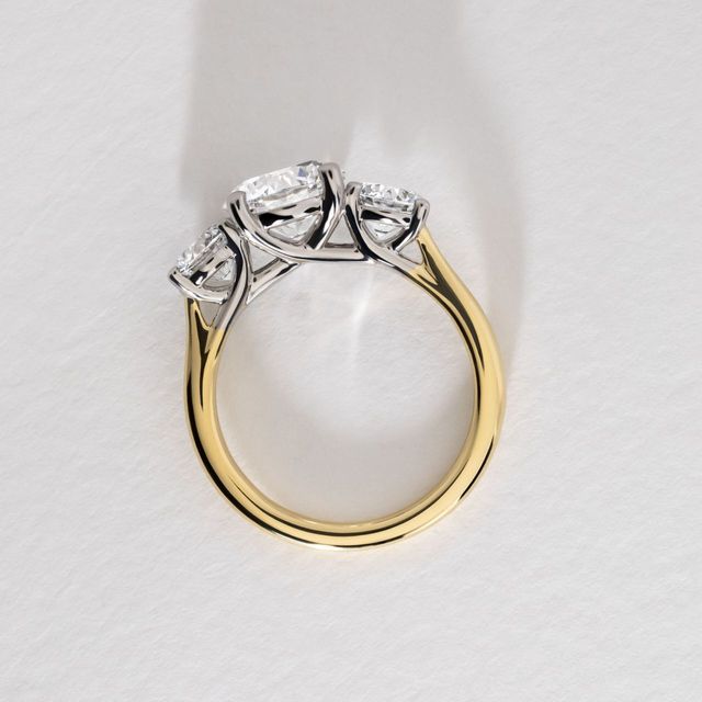 2 Carat Lab Grown Round Diamond Trilogy Engagement Ring in Two Tone - Belle