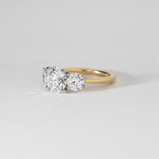 2 Carat Lab Grown Round Diamond Trilogy Engagement Ring in Two Tone - Belle