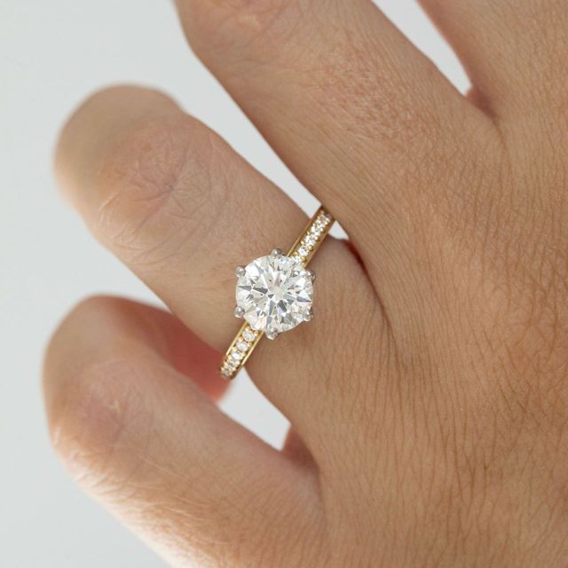 2 Carat Lab Grown Round Diamond Vintage Inspired Engagement Ring in Two Tone - Bespoke