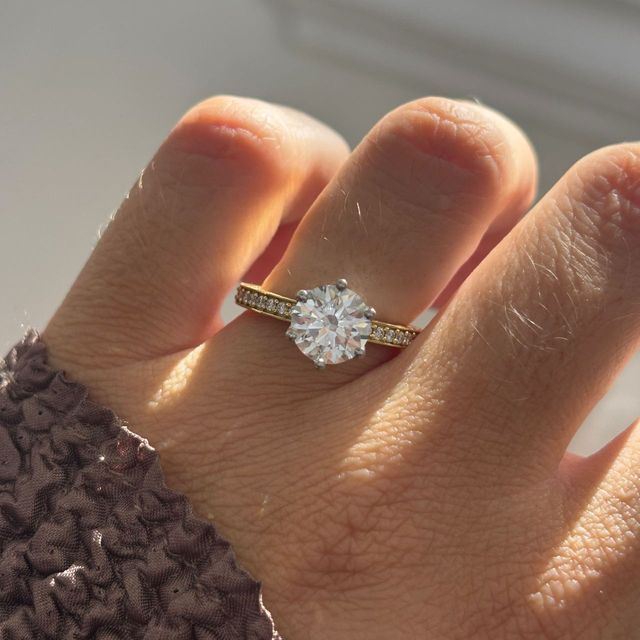 2 Carat Lab Grown Round Diamond Vintage Inspired Engagement Ring in Two Tone - Bespoke