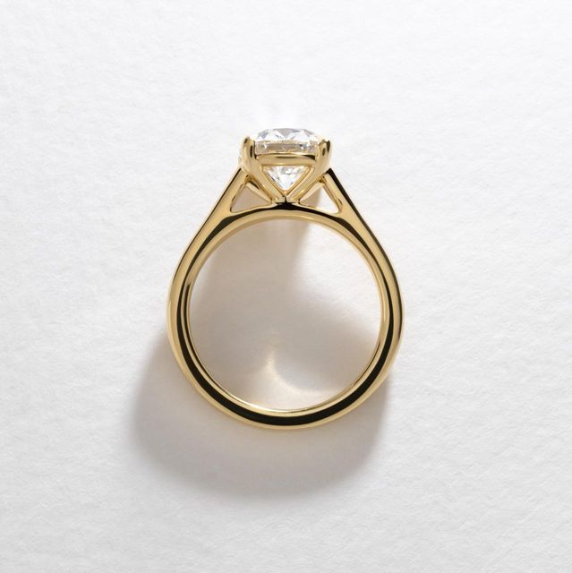2.50 Carat Elongated Cushion Old Mine Cut Diamond Solitaire Engagement Ring in Yellow Gold - Avery