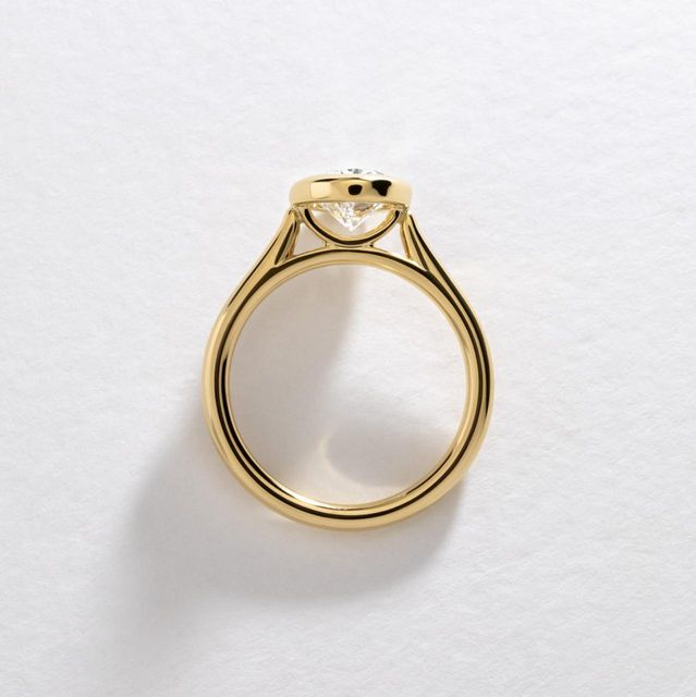 1.50 Carat Lab Grown Oval Diamond Bezel Engagement Ring in Yellow Gold - Georgia