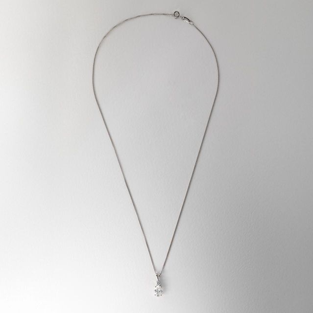 1.10 Carat Lab Grown Oval Diamond Drop Pendant in 18k White Gold