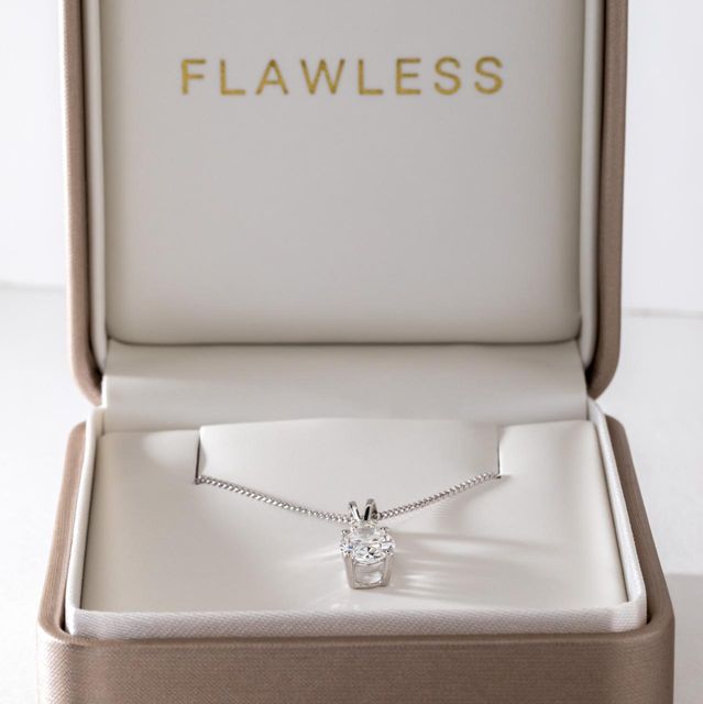1.10 Carat Lab Grown Oval Diamond Drop Pendant in 18k White Gold