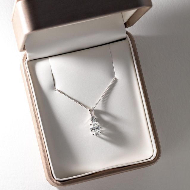 1.10 Carat Lab Grown Oval Diamond Drop Pendant in 18k White Gold