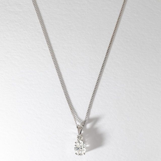 1.10 Carat Lab Grown Oval Diamond Drop Pendant in 18k White Gold