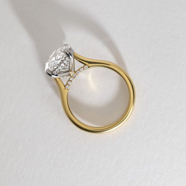 5.50 Carat Lab Grown Oval Diamond Hidden Halo Engagement Ring in Two Tone - Juliette