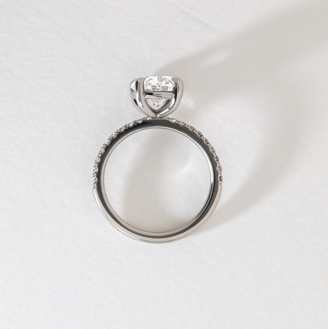 4 Carat Lab Grown Oval Diamond Pavé Engagement Ring in Platinum - Jessica