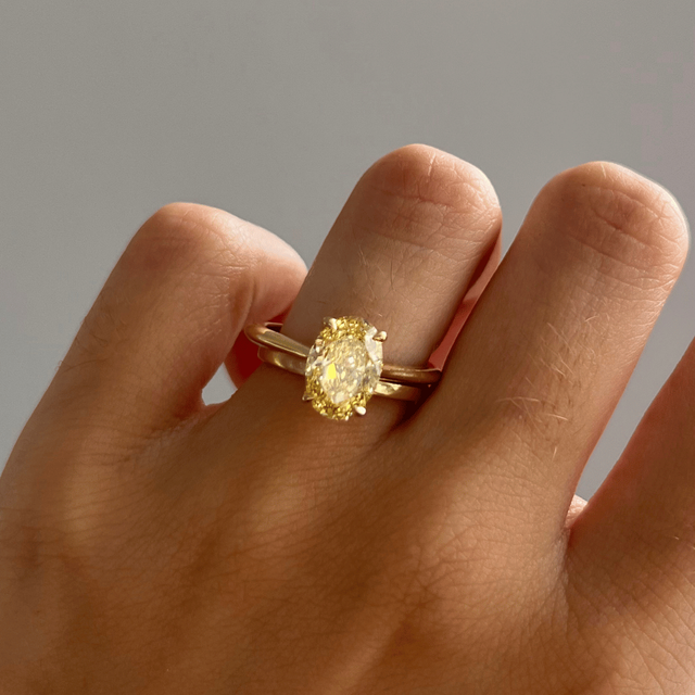 2.10 Carat Lab Grown Oval Yellow Diamond Solitaire Engagement Ring in Yellow Gold - Aerin