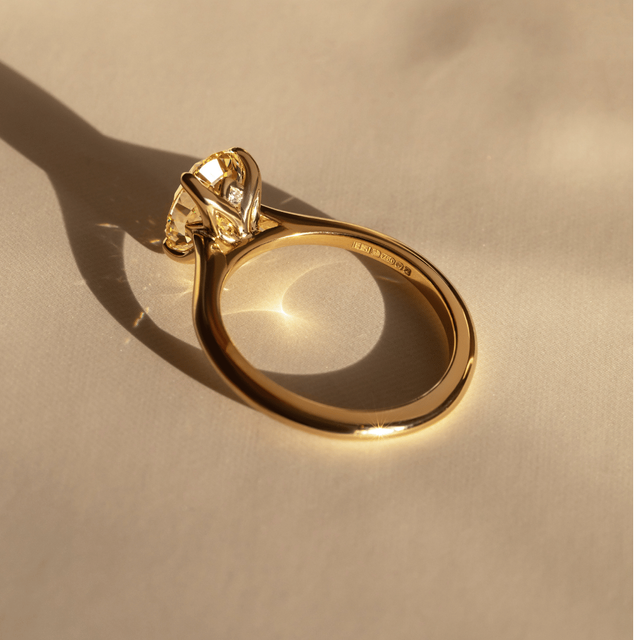 2.10 Carat Lab Grown Oval Yellow Diamond Solitaire Engagement Ring in Yellow Gold - Aerin