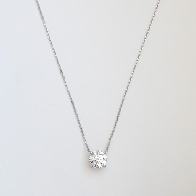 2.50 Carat Lab Grown Round Diamond Solitaire Pendant in 18k White Gold - Ariana