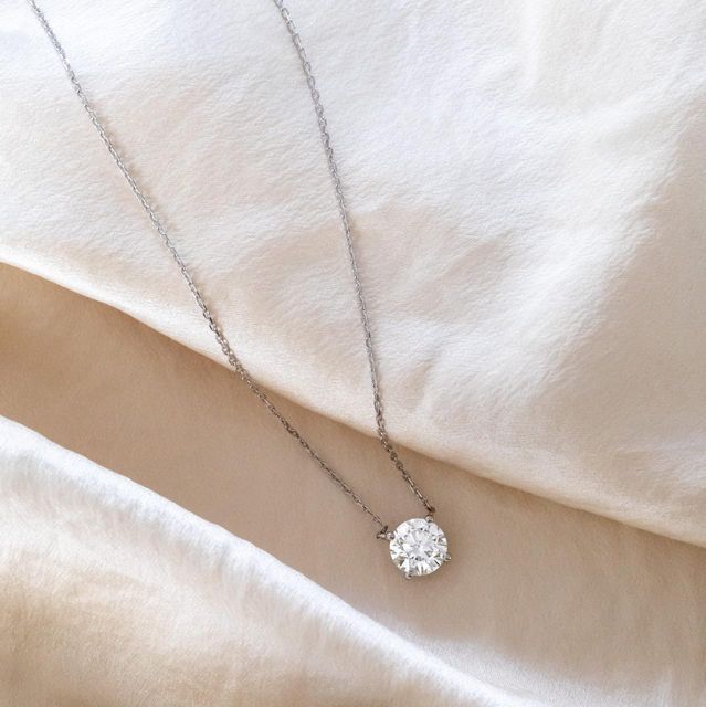 2.50 Carat Lab Grown Round Diamond Solitaire Pendant in 18k White Gold - Ariana