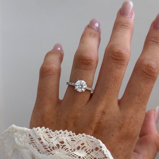 2 Carat Lab Grown Round Diamond Pavé Engagement Ring in Platinum - Chitra
