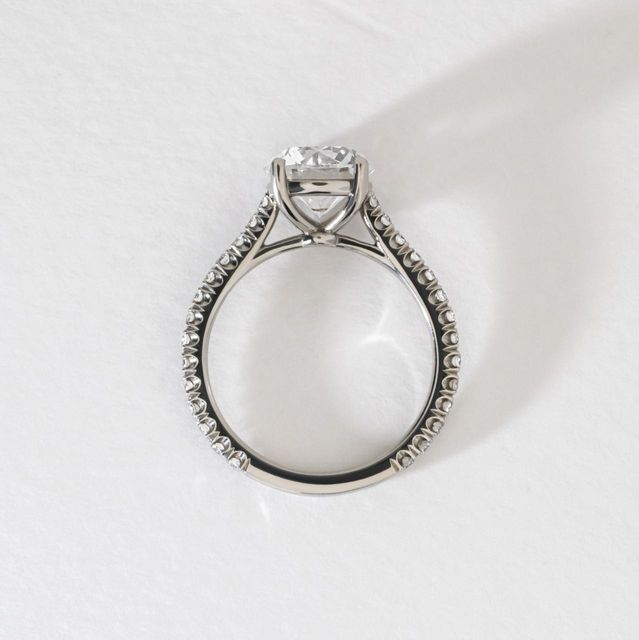 2 Carat Lab Grown Round Diamond Pavé Engagement Ring in Platinum - Chitra