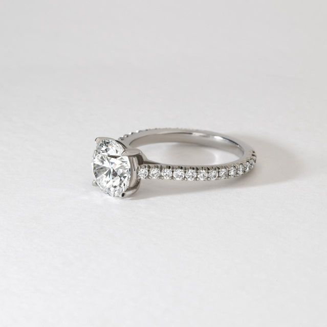 2 Carat Lab Grown Round Diamond Pavé Engagement Ring in Platinum - Chitra