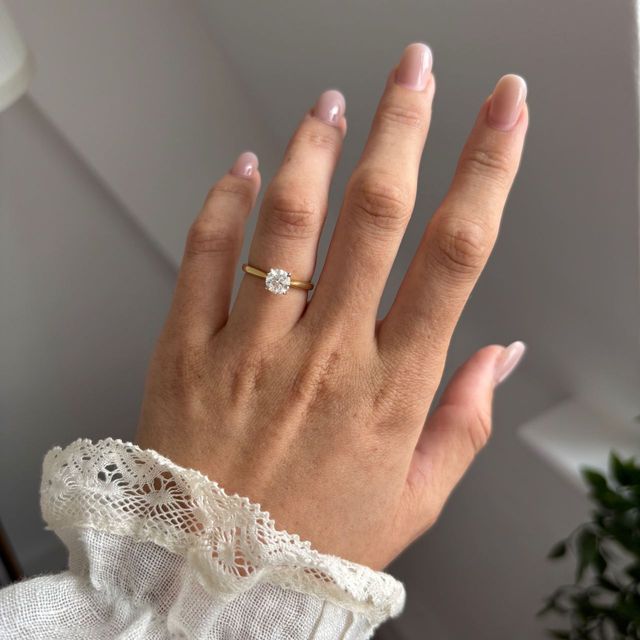 0.80 Carat Lab Grown Round Diamond Solitaire Engagement Ring in Two Tone - Jessie