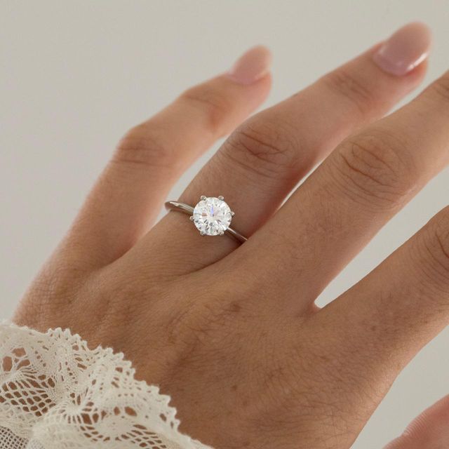 1.50 Carat Lab Grown Round Diamond Solitaire Engagement Ring in Platinum - Kylie