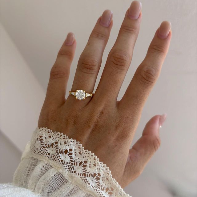1.20 Carat Lab Grown Round Diamond Trilogy Engagement Ring in Yellow Gold - Kenzo