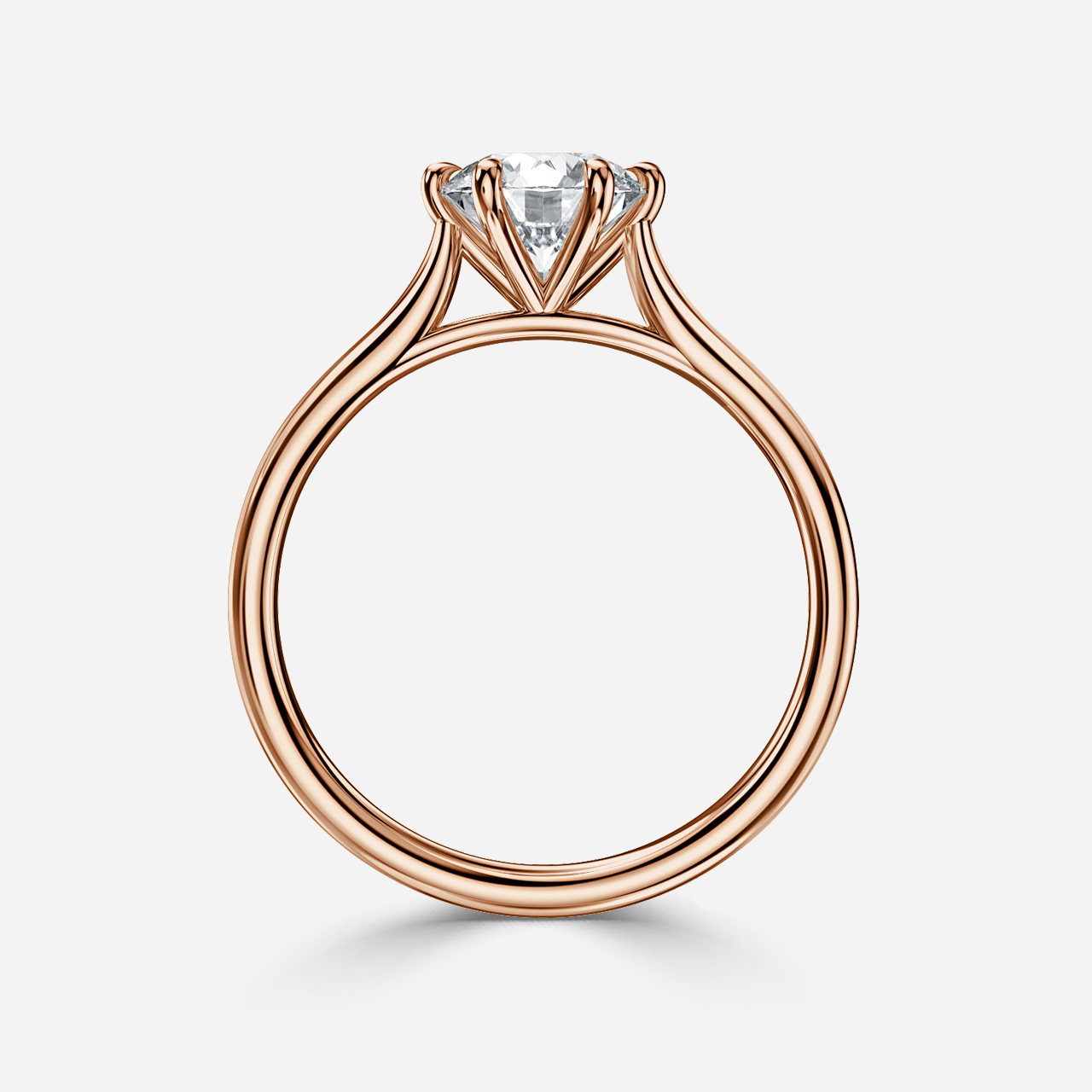 6 Prong Rose Gold Solitaire Engagement Ring Tapering Band
