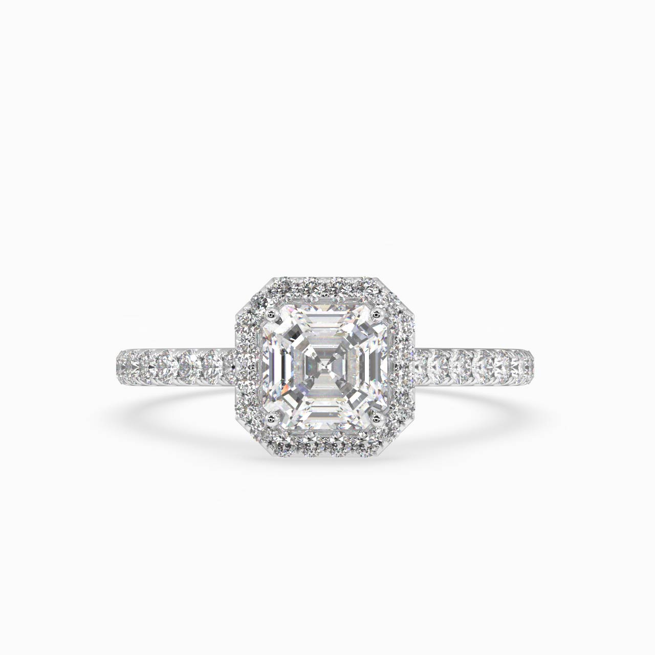 Maya Platinum Halo Engagement Ring