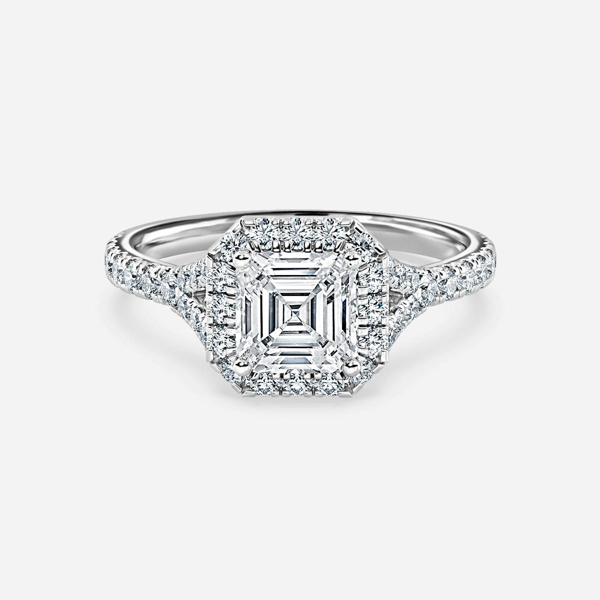 Arya Platinum Halo Engagement Ring