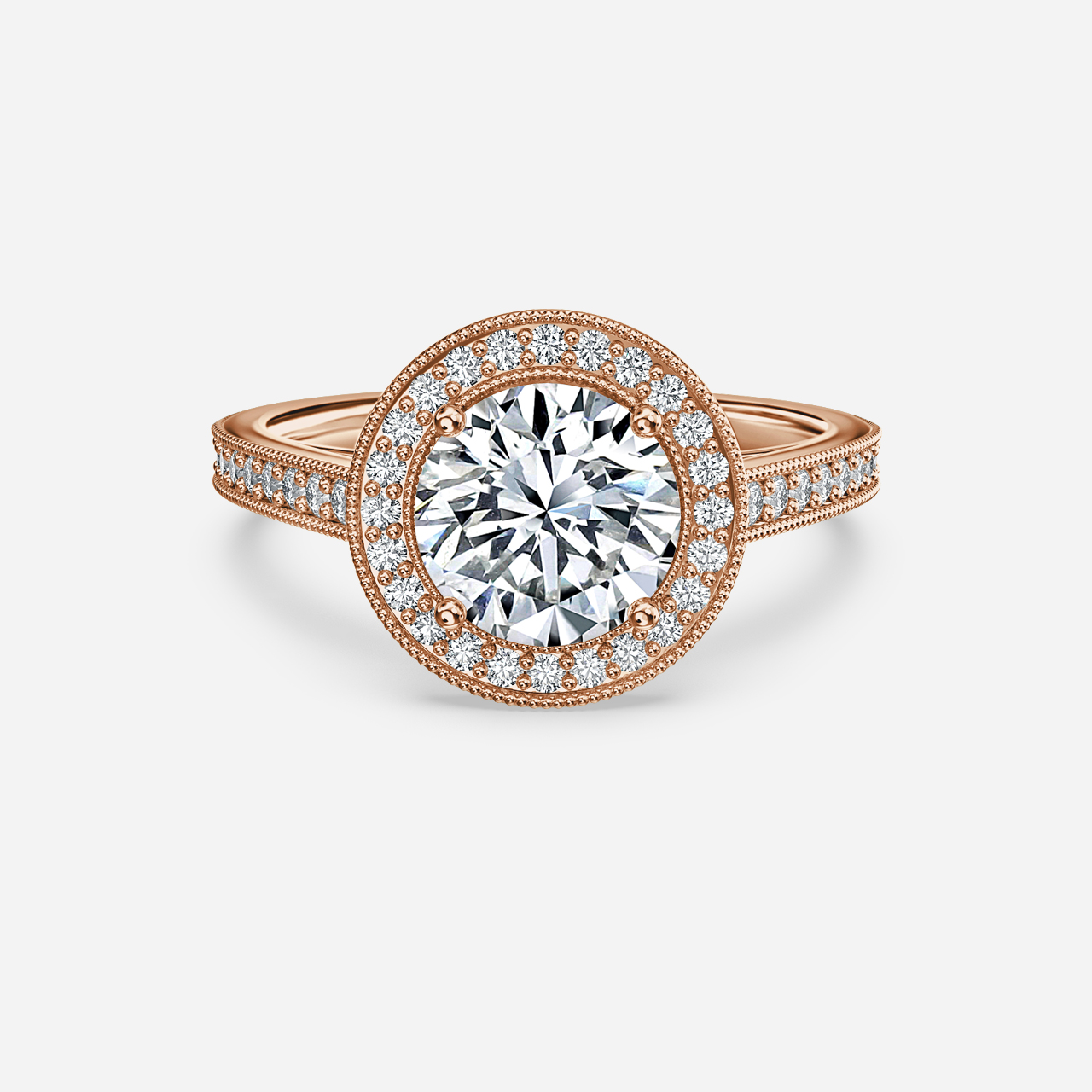 Alika Rose Gold Halo Engagement Ring - Flawless Fine Jewellery London