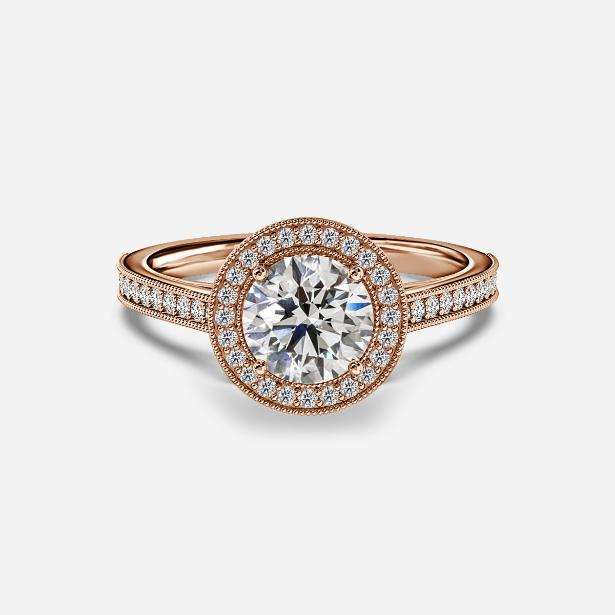 Alika Rose Gold Halo Engagement Ring - Flawless Fine Jewellery London